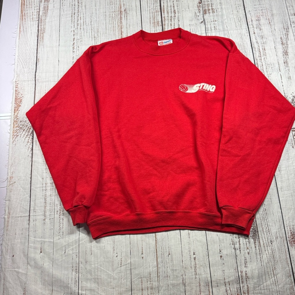 VINTAGE HANES HEAVYWEIGHT CREWNECK SWEATSHIRT STING VOLLEYBALL BOOSTER L Y2K